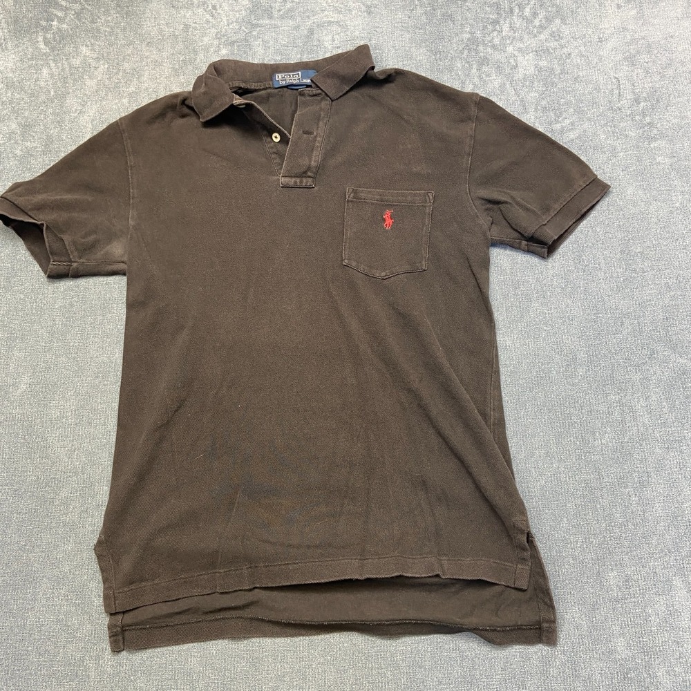 Polo By Ralph Lauren Polo Shirt Mens Small Black Logo Performance High Low Hem